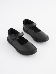 Black Heart Detail Wide Fit (G) Junior Leather School Mary Jane Shoes - Image 1 of 6