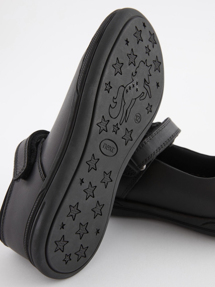 Black Heart Detail Wide Fit (G) Junior Leather School Mary Jane Shoes - Image 6 of 6
