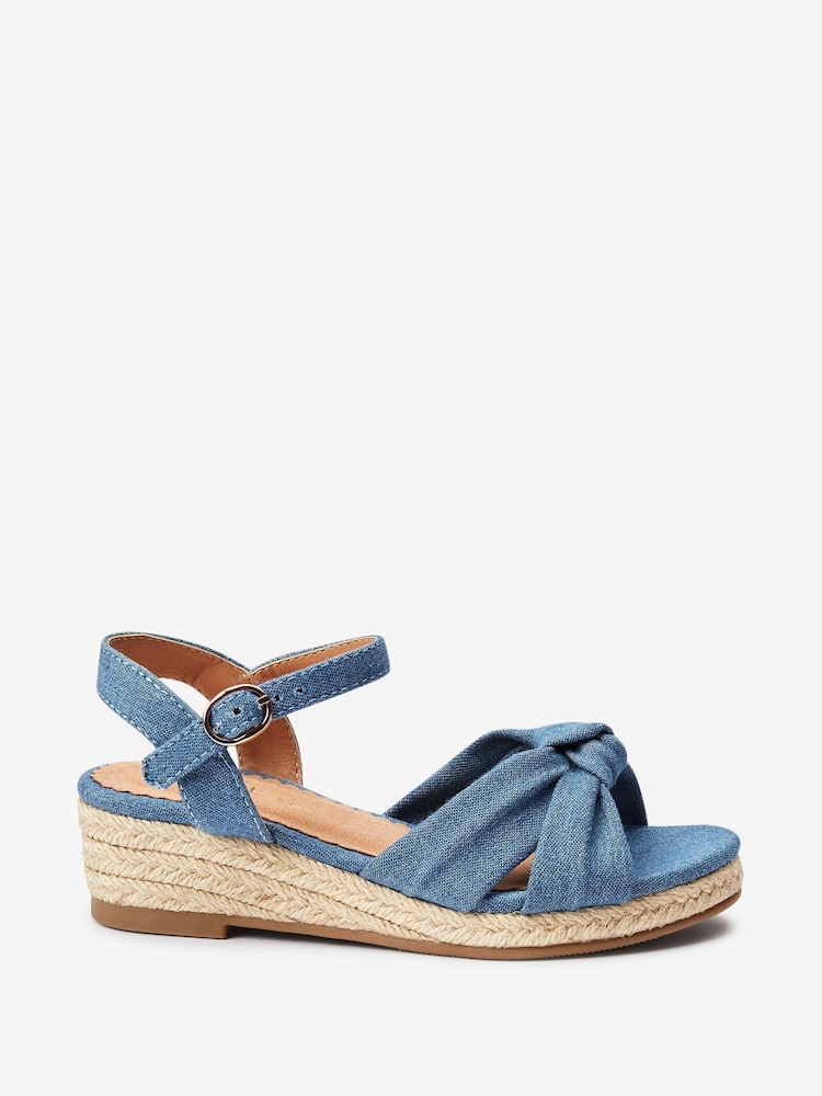 Denim Knot Detail Wide Fit (G) Wedge Sandals - Image 1 of 4