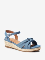 Denim Knot Detail Wide Fit (G) Wedge Sandals - Image 2 of 4