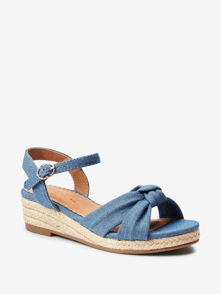 Denim Knot Detail Wide Fit (G) Wedge Sandals - Image 2 of 4