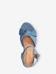 Denim Knot Detail Wide Fit (G) Wedge Sandals - Image 3 of 4
