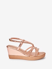 Rose Gold Forever Comfort® Tubular Bling Asymmetric Wedges - Image 1 of 6