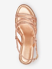 Rose Gold Forever Comfort® Tubular Bling Asymmetric Wedges - Image 3 of 6