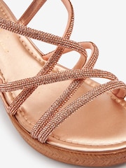Rose Gold Forever Comfort® Tubular Bling Asymmetric Wedges - Image 4 of 6