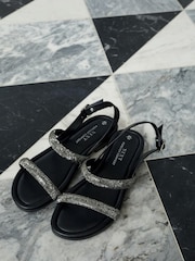 Black Forever Comfort® Glittery Strap Sandals - Image 3 of 7