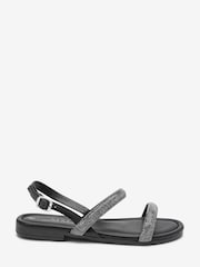 Black Forever Comfort® Glittery Strap Sandals - Image 4 of 7