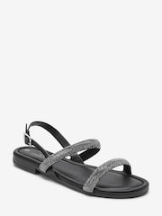 Black Forever Comfort® Glittery Strap Sandals - Image 5 of 7