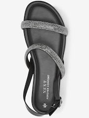 Black Forever Comfort® Glittery Strap Sandals - Image 6 of 7