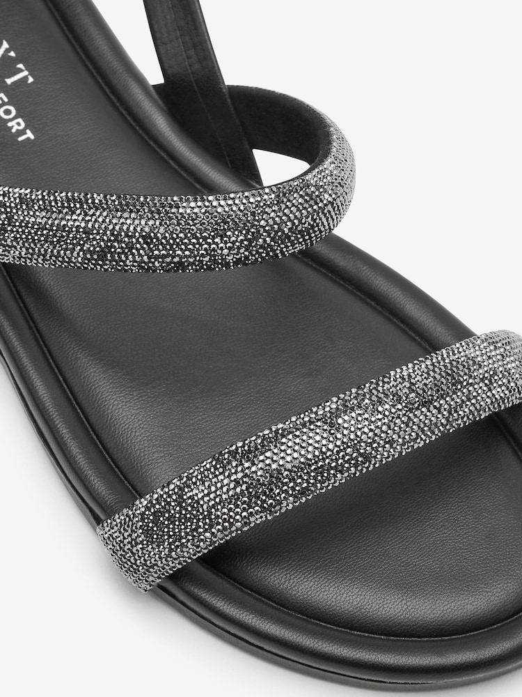 Black Forever Comfort® Glittery Strap Sandals - Image 7 of 7