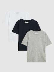 Reiss Black Bless Junior 100% Cotton T-Shirts 3 Pack - Image 1 of 6