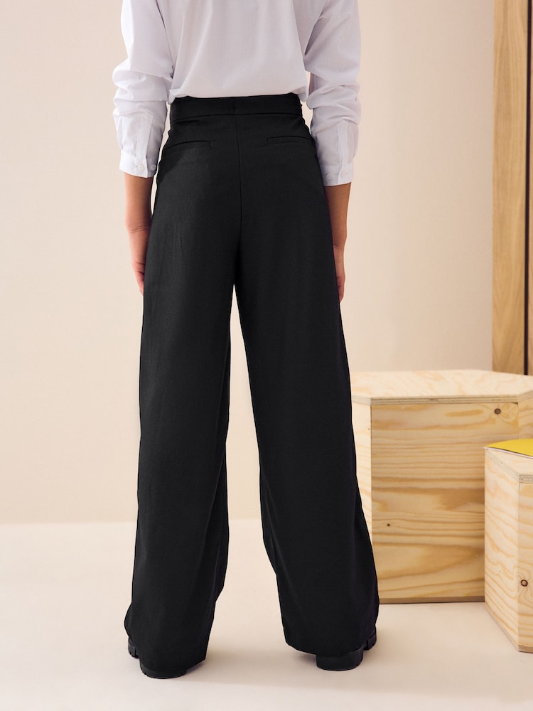 Buy Black Regular Length Senior Wide Leg School Trousers (9-18yrs