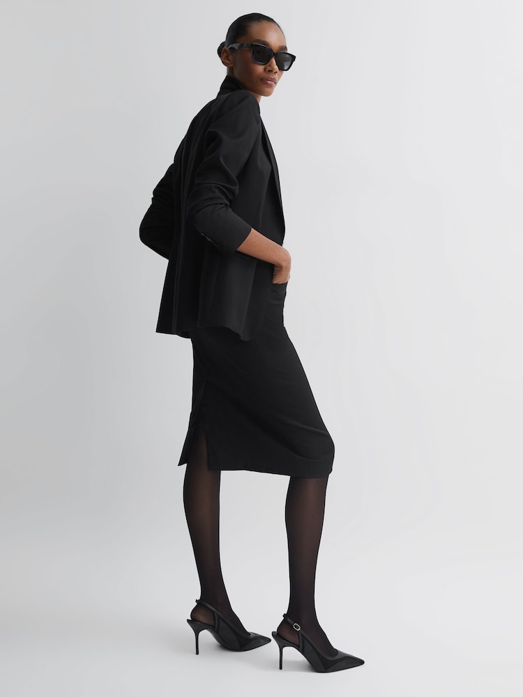 Zwart - Reiss Haisley maatgesneden kokerrok van wolmix - Image 5 of 6