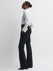 Zwart - Reiss Haisley wolmix maatgesneden pantalon met uitlopende pijpen - Image 3 of 6