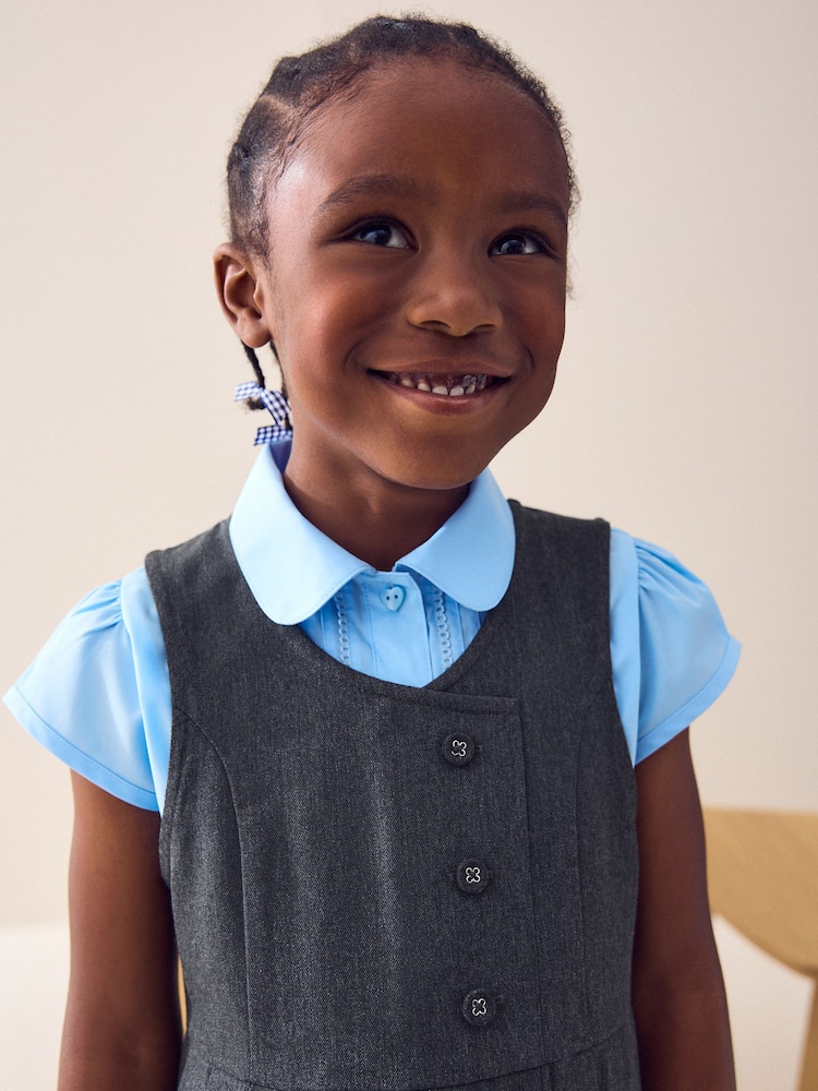 Grey Asymmetric Button Front Pinafore School Dress (3-14yrs) - Image 2 of 9