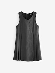 Grey Asymmetric Button Front Pinafore School Dress (3-14yrs) - Image 5 of 9