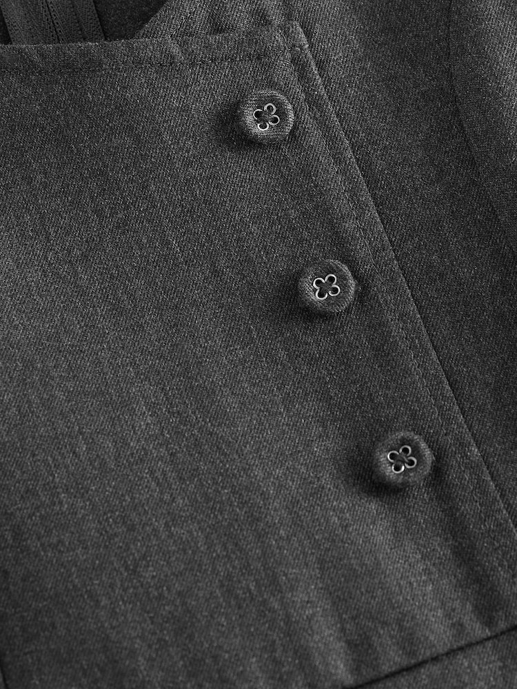 Grey Asymmetric Button Front Pinafore School Dress (3-14yrs) - Image 7 of 7 Grey Asymmetric Button Front Pinafore School Dress (3-14yrs) - Image 7 of 7