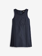 Navy Blue Asymmetric Button Front Pinafore School Dress (3-14yrs) - Image 5 of 7