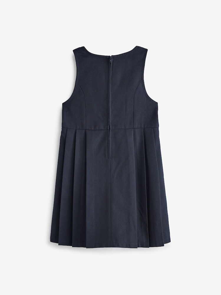 Navy Blue Asymmetric Button Front Pinafore School Dress (3-14yrs) - Image 6 of 7