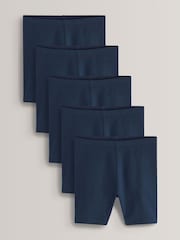 Navy Blue Regular Length 5 Pack Cotton Rich Stretch Cycle Shorts (3-16yrs) - Image 1 of 4