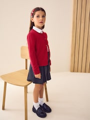 Red Cotton Rich Scalloped Edge School Cardigan (3-16yrs) - Image 5 of 7