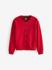 Red Cotton Rich Scalloped Edge School Cardigan (3-16yrs) - Image 6 of 7