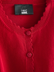 Red Cotton Rich Scalloped Edge School Cardigan (3-16yrs) - Image 8 of 8