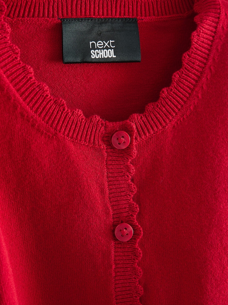 Rojo - Cárdigan escolar con borde festoneado y rico en algodón (3-16años) - Imagen 9 de 9 Rojo - Cárdigan escolar con borde festoneado y rico en algodón (3-16años) - Imagen 9 de 9