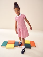 Rojo - Vestido escolar de cuadros con cremallera en la parte delantera con alto contenido de algodón (3-14 años) - Imagen 1 de 6