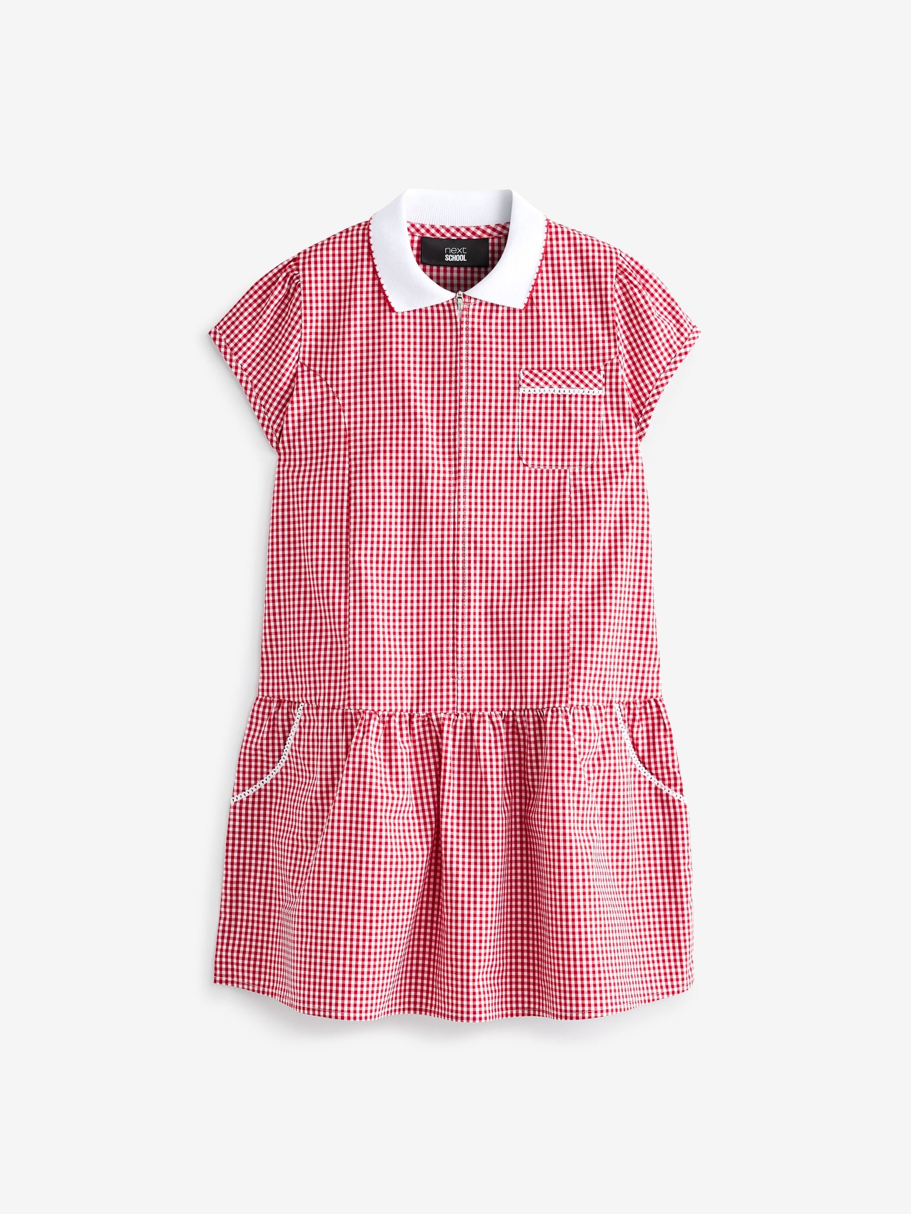 Buy Red Zip Front Cotton Rich Gingham School Dress 3 14yrs from Next USA