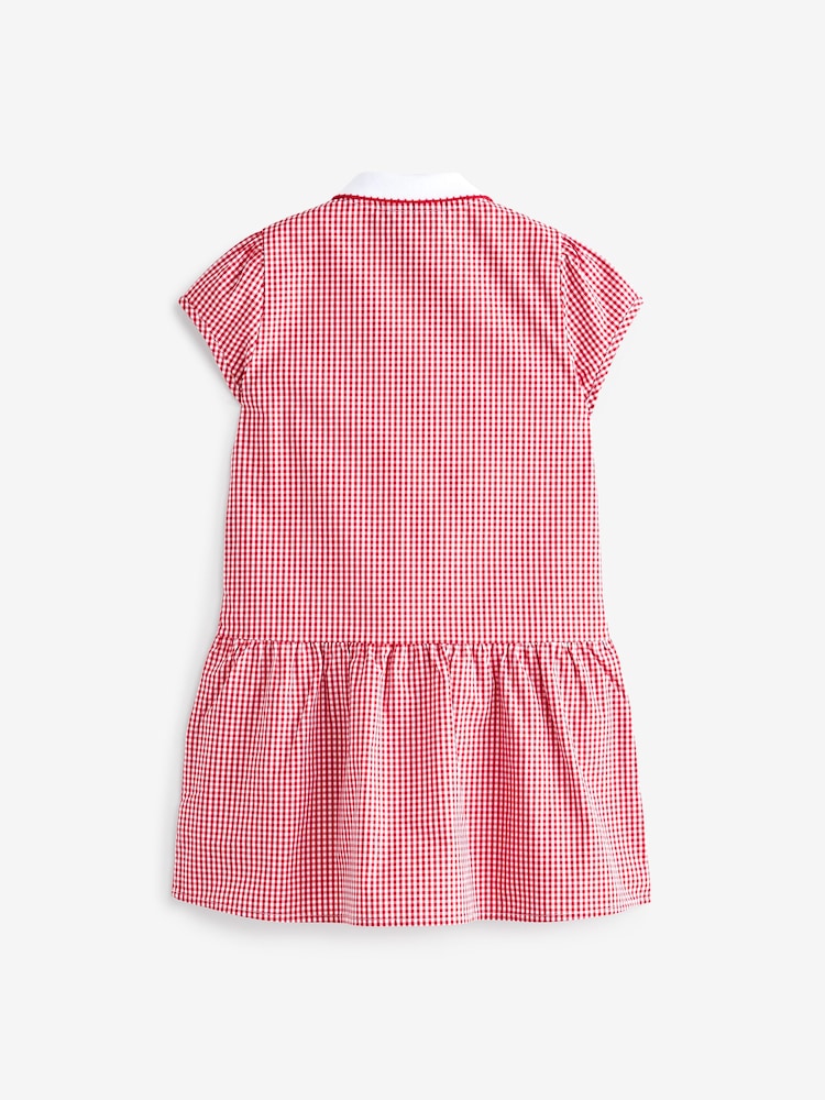 Red Zip Front Cotton Rich Gingham School Dress (3-14yrs) - Image 5 of 6