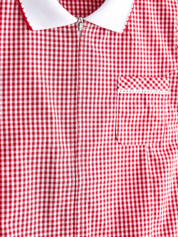 Rojo - Vestido escolar de cuadros con cremallera en la parte delantera con alto contenido de algodón (3-14 años) - Imagen 6 de 6