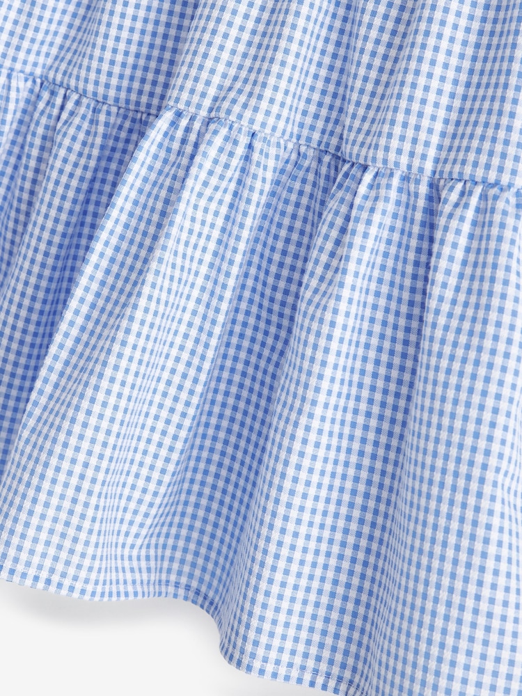 Blue Cotton Rich School Gingham Tiered Pretty Collar Dress (3-14yrs) - Image 9 of 9 Blue Cotton Rich School Gingham Tiered Pretty Collar Dress (3-14yrs) - Image 9 of 9