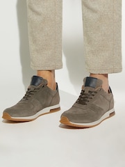 Dune London Grey Standard Fit Trilogy Perforated Runner Trainers - Image 1 of 7