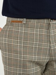 Taupe Slim Tapered Check Formal Trousers - Image 4 of 8
