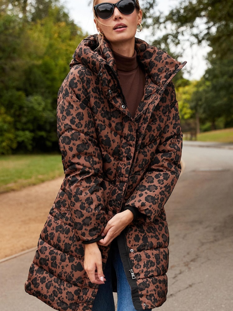 Animal Print Shower Resistant Padded Hooded Coat - Image 1 of 6