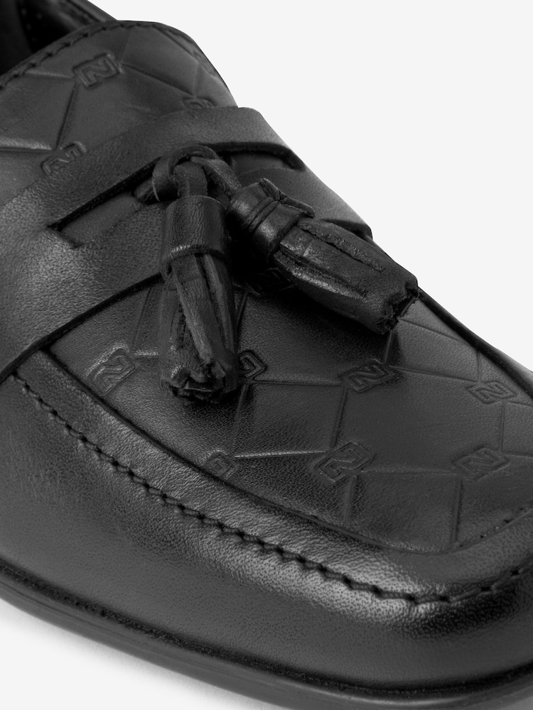 Black Leather Embossed Loafers - Image 4 of 4