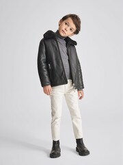 Reiss Black Kyelder Junior Shearling Jacket - Image 1 of 6