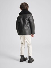 Reiss Black Kyelder Junior Shearling Jacket - Image 5 of 6