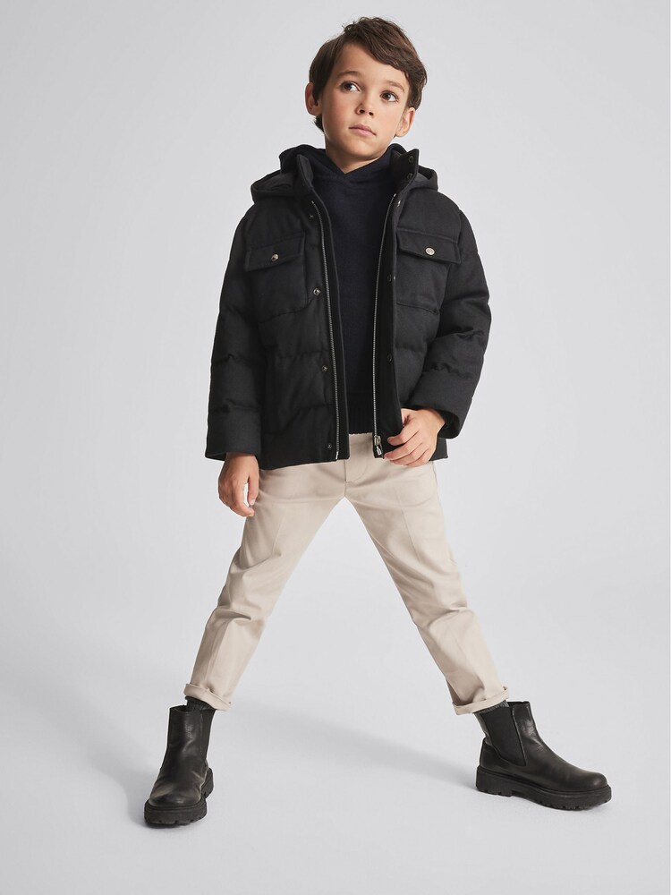 Reiss Navy Tessil Hooded Puffer Jacket - Image 1 of 6