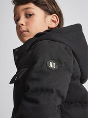 Reiss Navy Tessil Hooded Puffer Jacket - Image 3 of 6