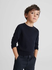 Reiss Navy Wessex Crew Neck Knitted Jumper - Image 1 of 7