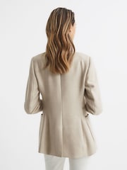 Reiss Neutral Larsson Double Breasted Twill Blazer - Image 5 of 7