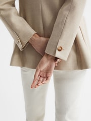 Reiss Neutral Larsson Double Breasted Twill Blazer - Image 6 of 7