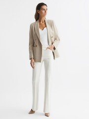 Reiss Neutral Larsson Double Breasted Twill Blazer - Image 7 of 7