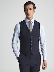 Reiss Navy Rush Modern Fit Travel Waistcoat - Image 1 of 4
