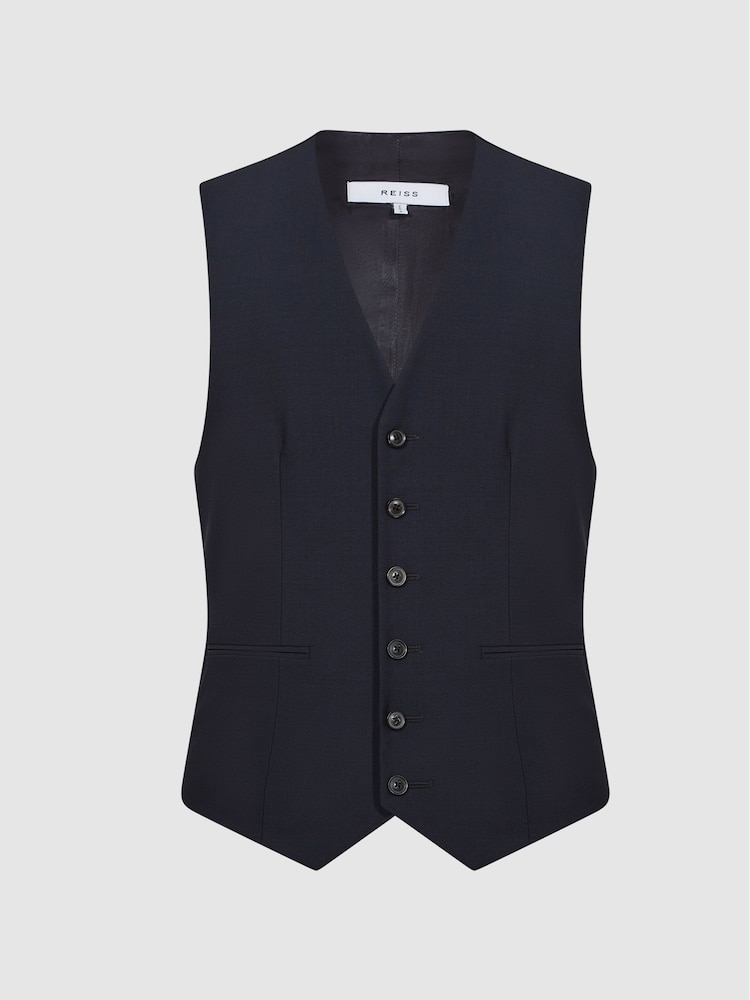Reiss Navy Rush Modern Fit Travel Waistcoat - Image 2 of 4