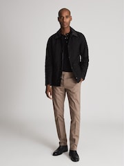 Reiss Black County Quilted Zip Through Jacket - Image 1 of 5