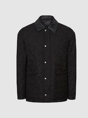 Reiss Black County Quilted Zip Through Jacket - Image 2 of 5