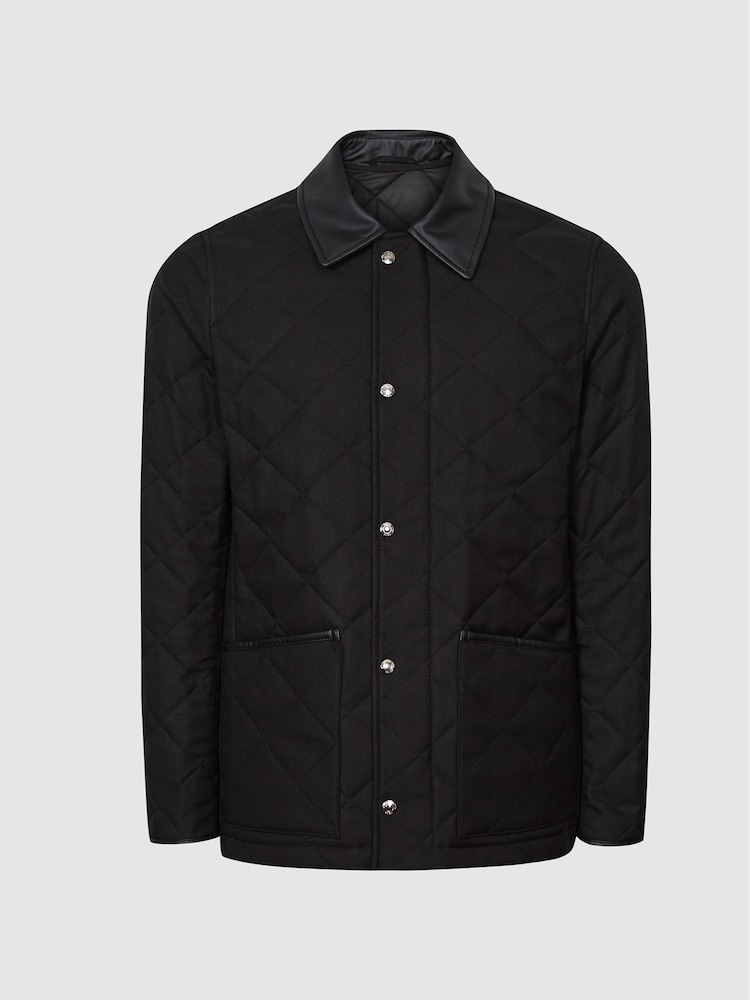 Reiss Black County Quilted Zip Through Jacket - Image 2 of 5